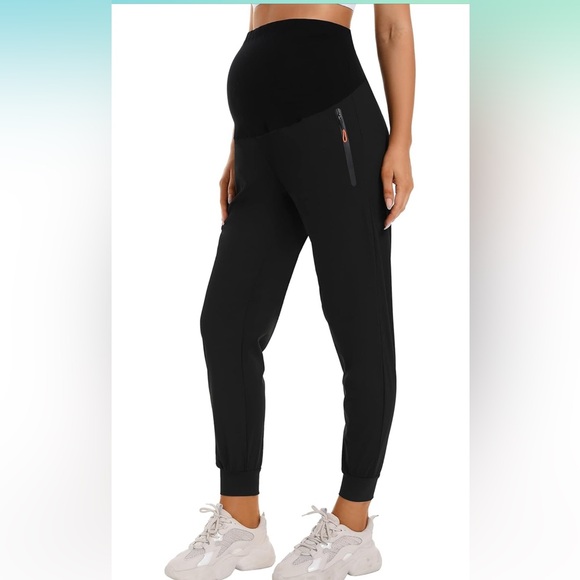 Women's Black Maternity Jogger Pants - Picture 1 of 6
